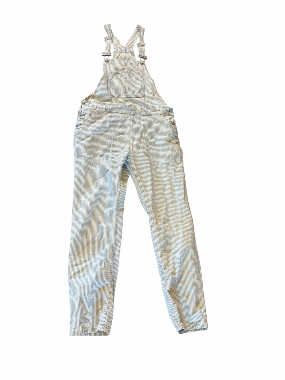 GAP Y2K 90s Butter Mom Railroad Blue White Stripe Overalls